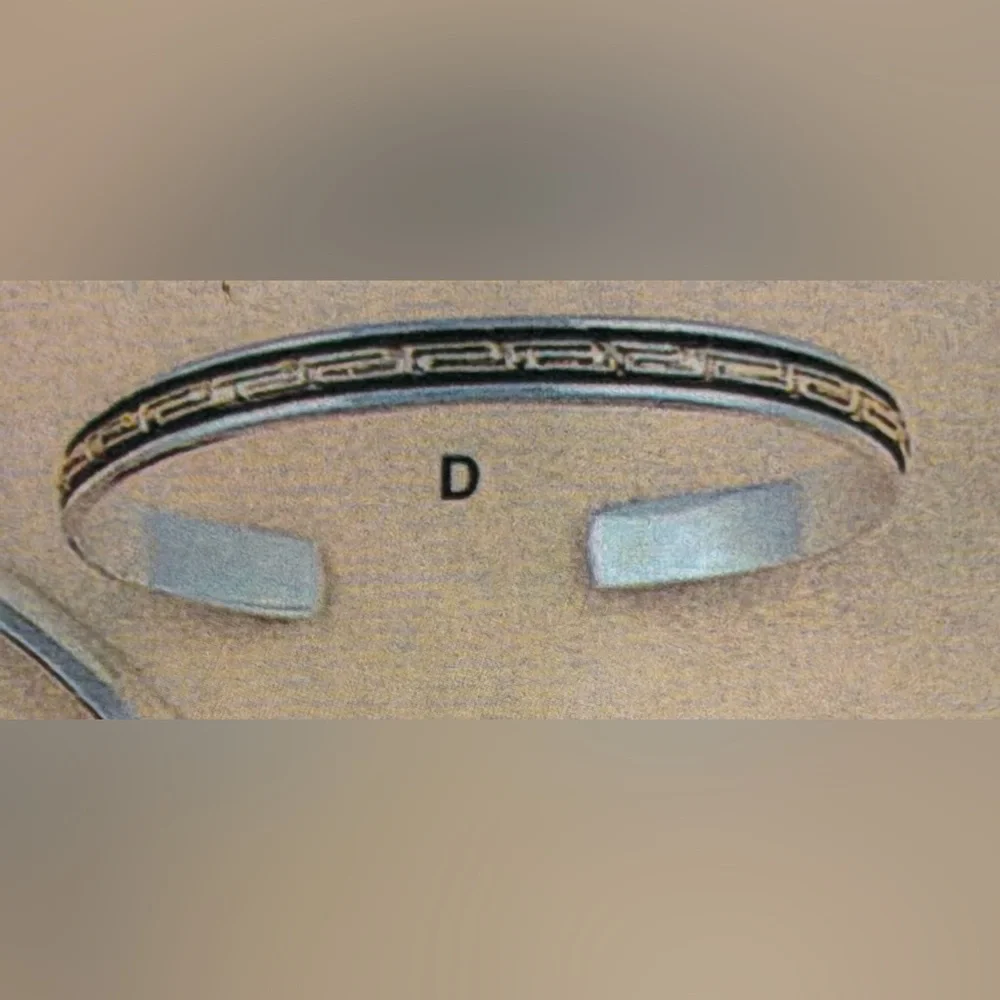 Silpada Rare Oxidized Sterling & Brass Greek Key Design Narrow Cuff Bracelet - Picture 14 of 14